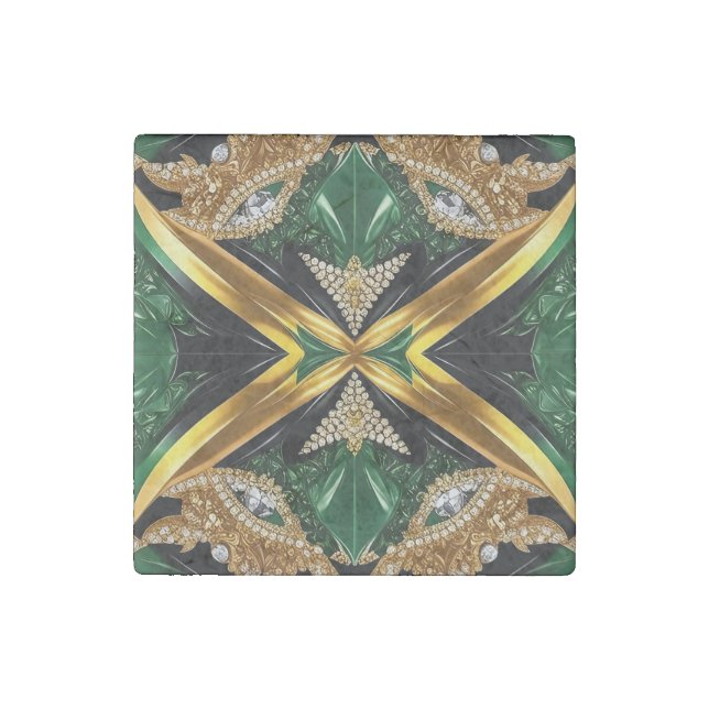 Stone magnet with Jamaican Colors Design (Front)