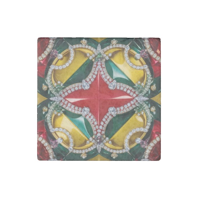 Stone magnet with Los Angeles Colors Design (Front)