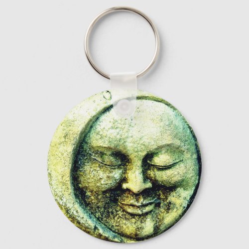 Stone man in the moon face rock keychain