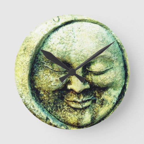Stone man in the moon round clock