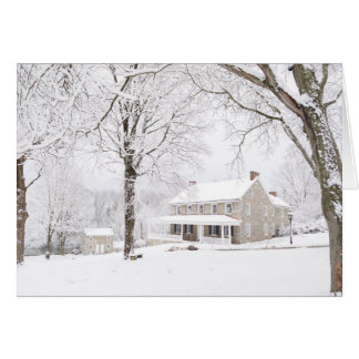 Stone mansion and Still house in snow Cards