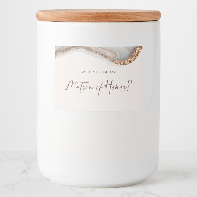 Stone Marble Agate Matron of Honor Candle Label (Front)