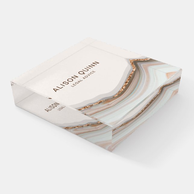 Stone marble agate office business paperweight (Angled)