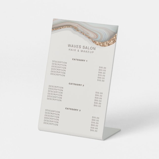 Stone Marble Agate Service Price Pedestal Sign (Front)