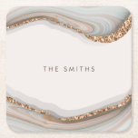 Stone Marble Agate Square Paper Coaster<br><div class="desc">Designed to coordinate with our Natural Marble Agate Collection, this customisable paper coaster features a gorgeous marble agate texture in natural colour paired with simple contemporary text. For more advanced customisation of this design, e.g. changing layout, font or text size please click the "CUSTOMIZE" button above. Please contact me for...</div>