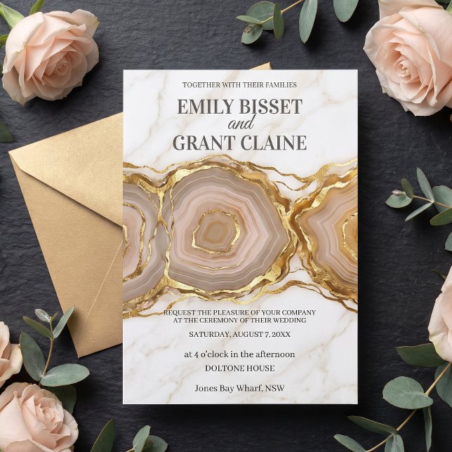 Stone Marble Agate Wedding Invitation (Creator Uploaded)