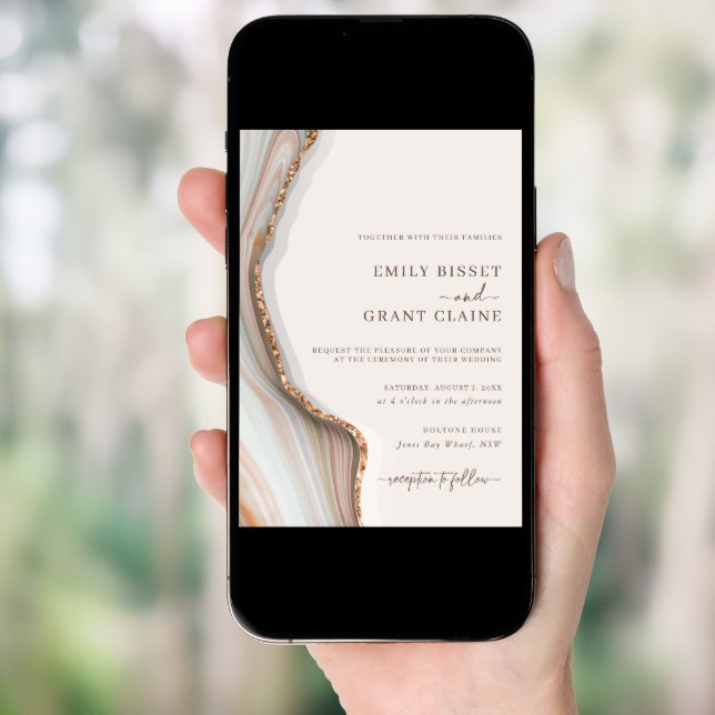 Stone Marble Agate Wedding Invitation (Front Digital)