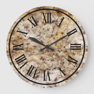 Stone Marble Look Roman Numberal Large Clock