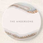 Stone Marble Texture Sandstone Coaster<br><div class="desc">Designed to coordinate with our Natural Marble Agate Collection, this customisable sandstone coaster features a gorgeous marble agate texture in natural colour paired with simple contemporary text. For more advanced customisation of this design, e.g. changing layout, font or text size please click the "CUSTOMIZE" button above. Please contact me for...</div>