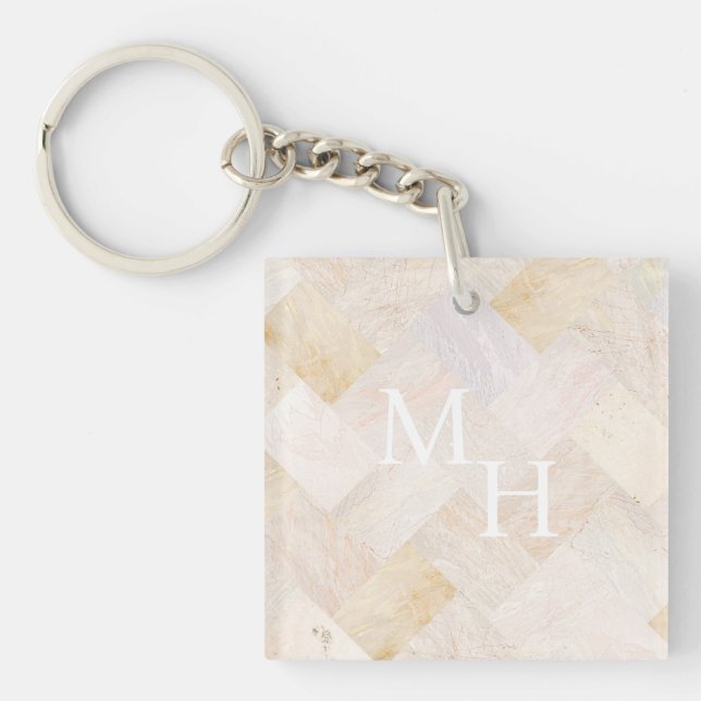 Stone Marbled Initials  Keychain (Front)
