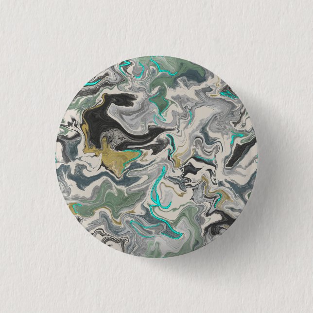 Stone Marbling with Turquoise Veins 1 1/4" Round Button (Front)