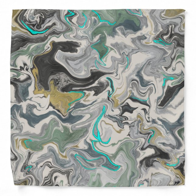 Stone Marbling with Turquoise Veins 22"x22" Large Bandana (Front)