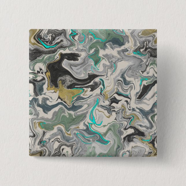 Stone Marbling with Turquoise Veins 2" Square Button (Front)