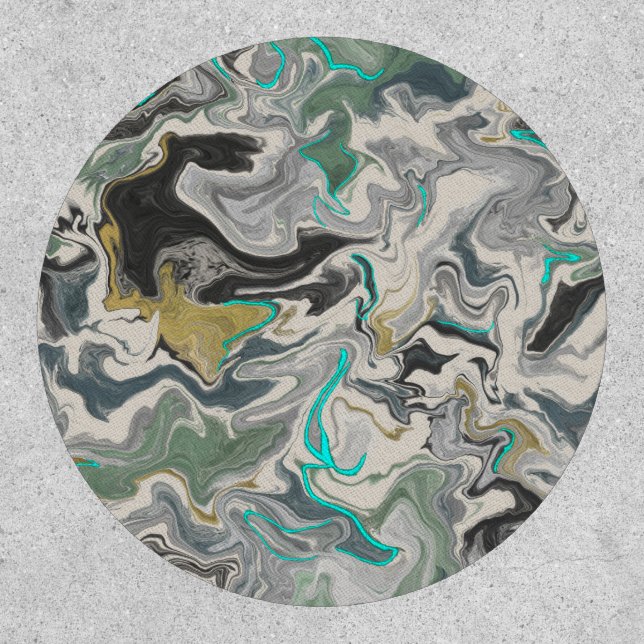 Stone Marbling with Turquoise Veins 3" Circle Patch (Front)