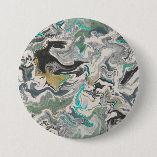Stone Marbling with Turquoise Veins 3" Round Button (Front)