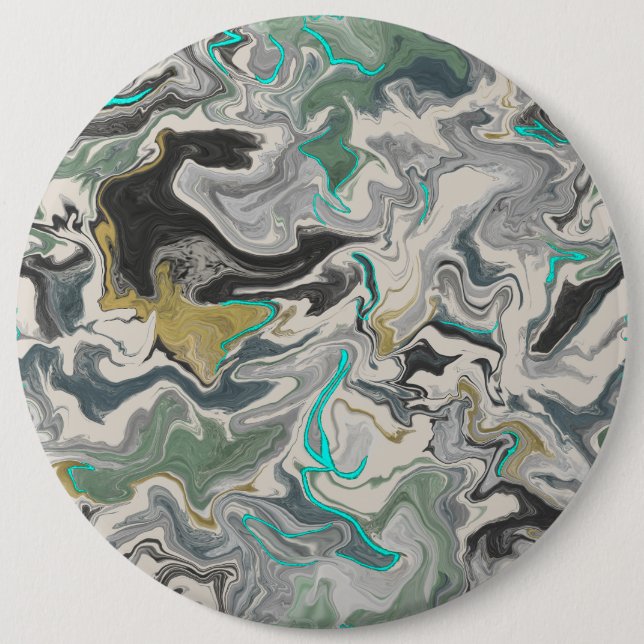 Stone Marbling with Turquoise Veins 6" Round Button (Front)