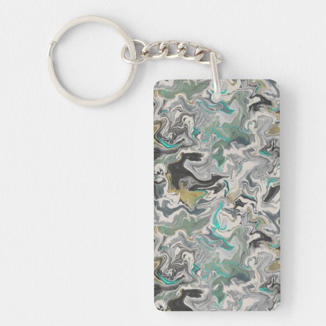 Stone Marbling with Turquoise Veins Acrylic Keychain (Front)