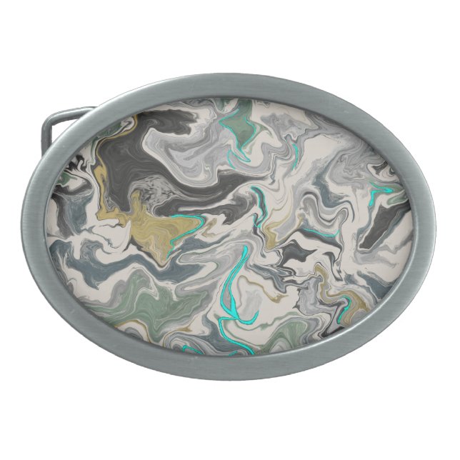 Stone Marbling with Turquoise Veins Belt Buckle (Front)