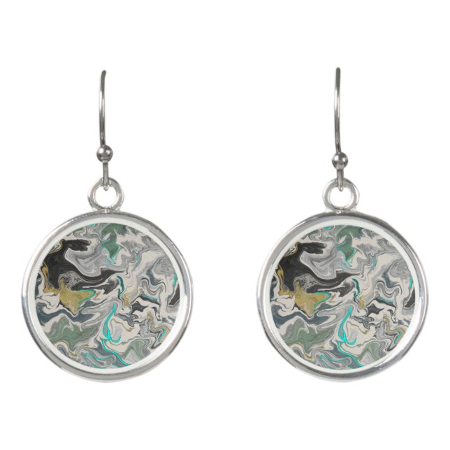 Stone Marbling with Turquoise Veins Earrings (Front)