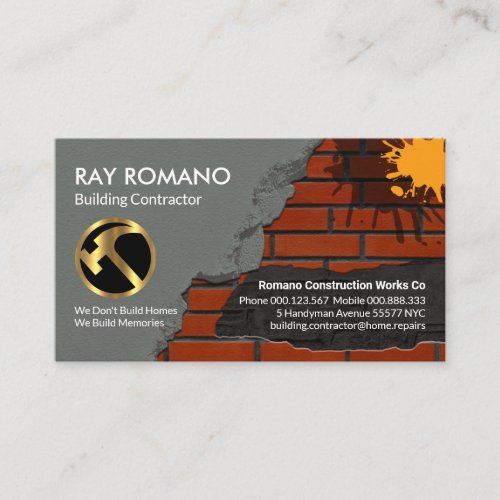 Stone Mason Brick Laying Construction Business Card