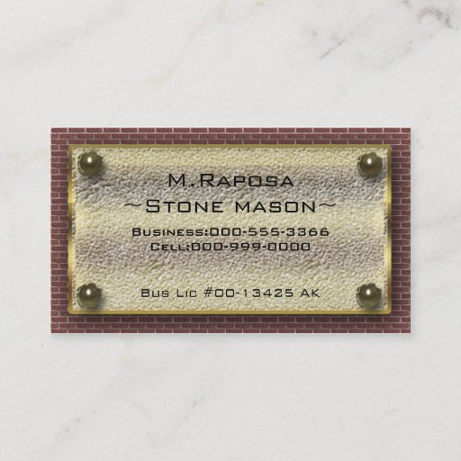 Customizable stone mason business cards