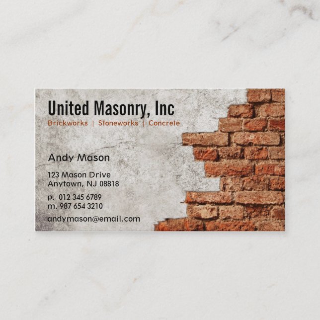 Stone Masonry business cards (Front)