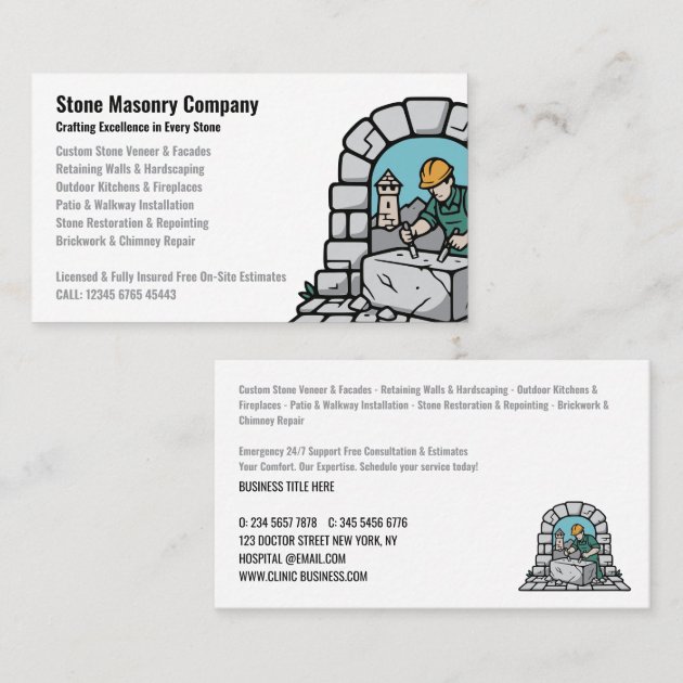Stone Masonry Company Services Business Card