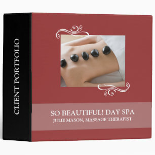 Stone Massage Therapist Day Spa Client Portfolio 3 Ring Binder