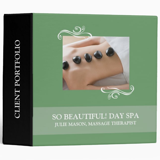 Stone Massage Therapist Day Spa Client Portfolio Binder (Front/Spine)