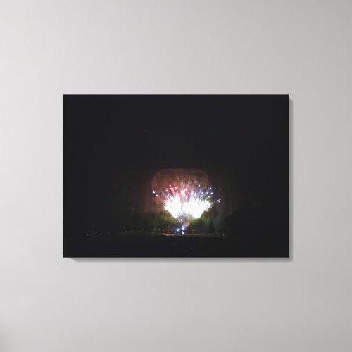 Stone Mountain Georgia Carving with fireworks Canvas Print