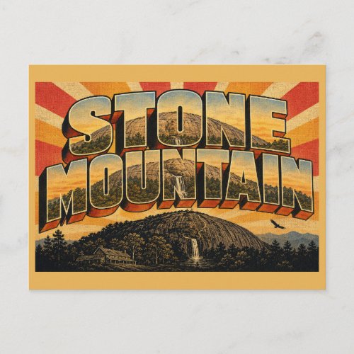 Stone Mountain State Park NC Vintage Travel Art Postcard