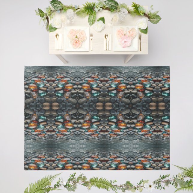 Stone Painting on Floor Outdoor Rug (Insitu (Wedding 2))