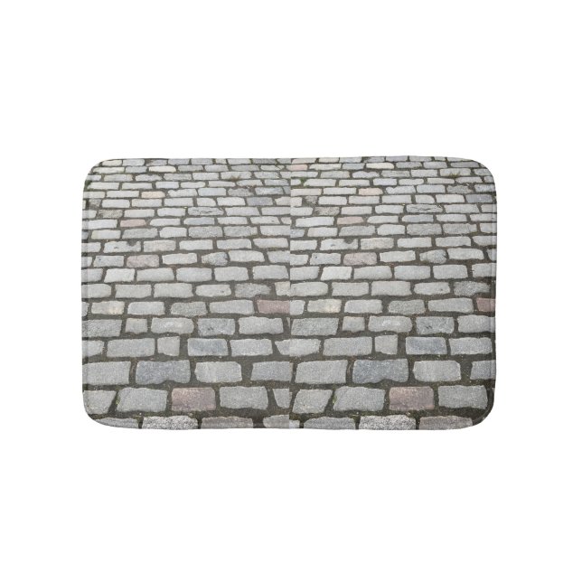 Stone Pathway Gray Cobblestone Street Sidewalk Bath Mat (Front)