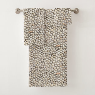 Stone Pathway Gray Cobblestone Street Sidewalk Bath Towel Set