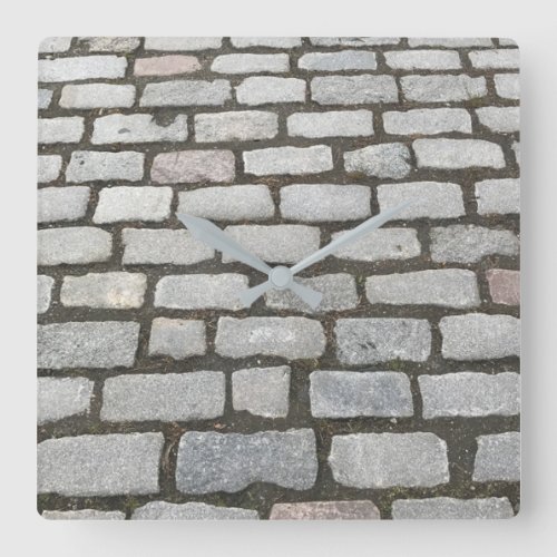 Stone Pathway Gray Cobblestone Street Sidewalk Square Wall Clock