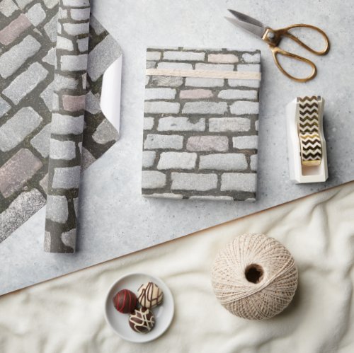 Stone Pathway Gray Cobblestone Street Sidewalk Wrapping Paper