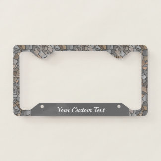 Stone Pebble Masonry Gray Brown Custom License Plate Frame