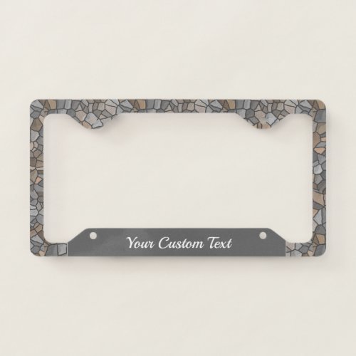 Stone Pebble Masonry Gray Brown Custom License Plate Frame