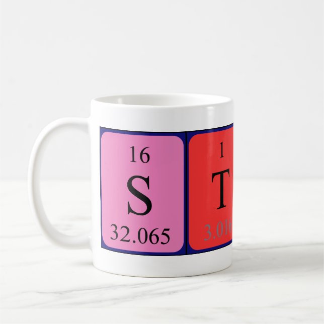 Stone periodic table name mug (Left)