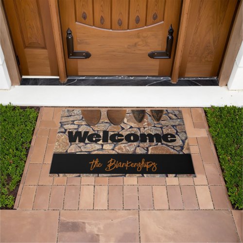 Stone Photo Welcome Worn Out Boots Custom Doormat