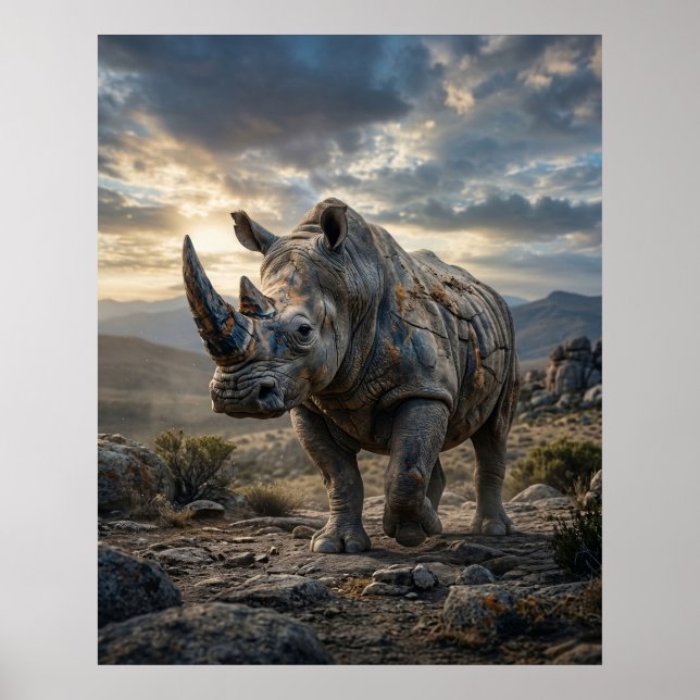 Stone Rhino Rugged Plains Poster (Front)