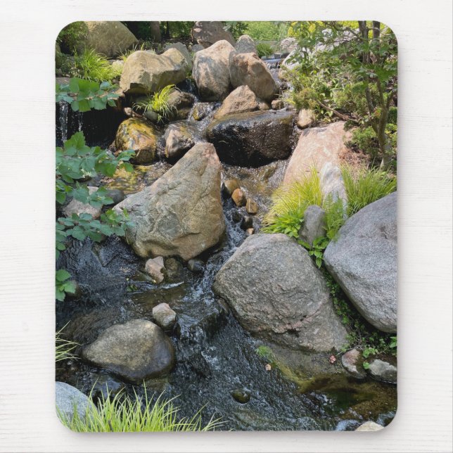 Stone river bed |  waterfall | forest greenery  mouse pad (Front)