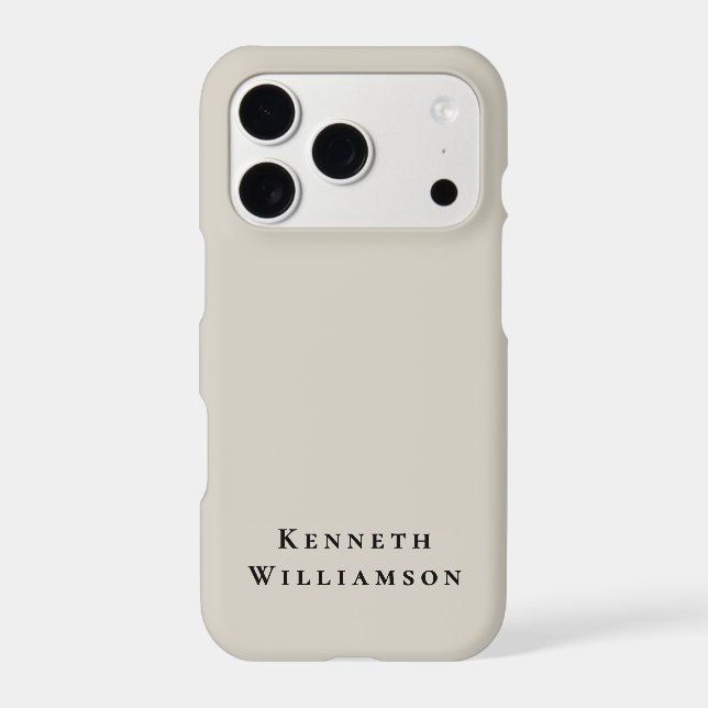 Stone Sand Monogram Black Name Minimalist Chic Men iPhone Case (Back)