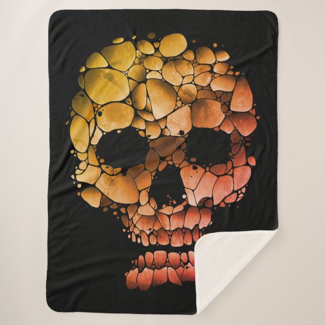 Stone Skull – Unique Rock-Inspired Gothic Art Sherpa Blanket (Front)