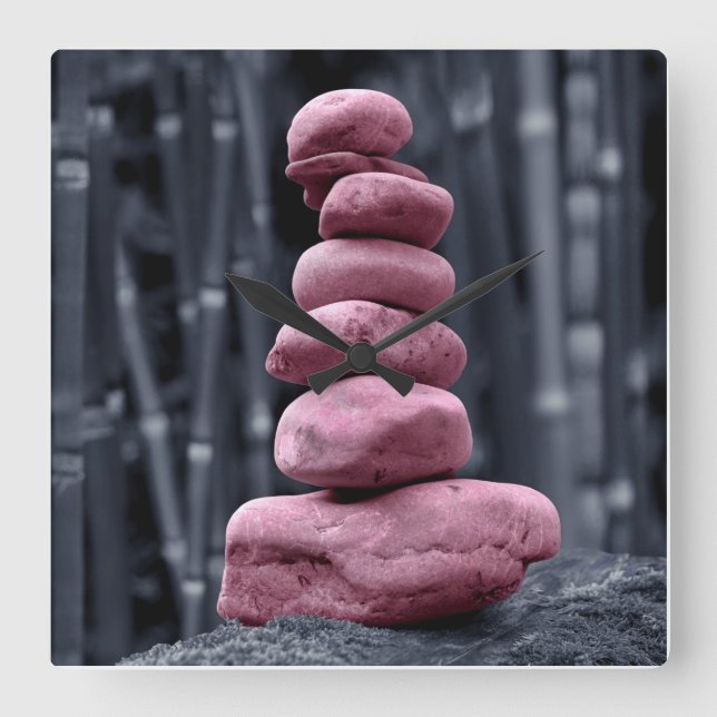 Stone Stack Square Wall Clock (Front)