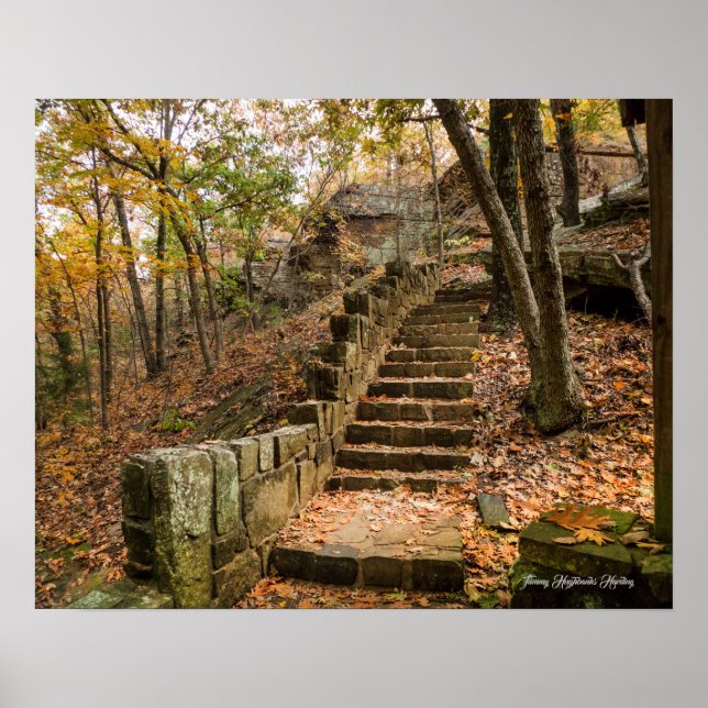 Stone Stairway in autumn - Heavener, Oklahoma. Poster (Front)