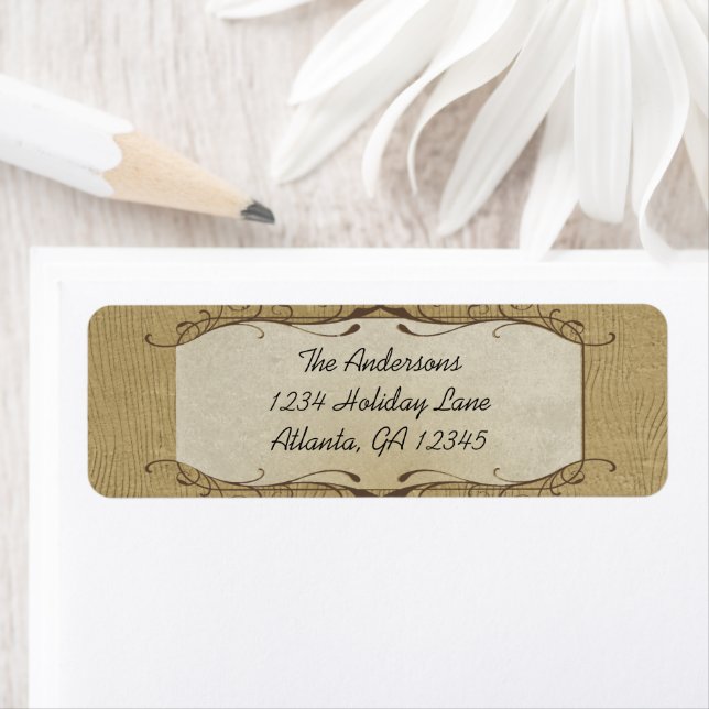 Stone Swirled on Wood Grain Return Address Label (Insitu)
