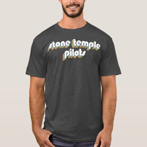 Stone Temple Pilots Retro Rainbow Typography Faded T_Shirt