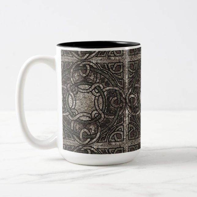 Stone Texture Celtic Knot Coffee Mug (Left)