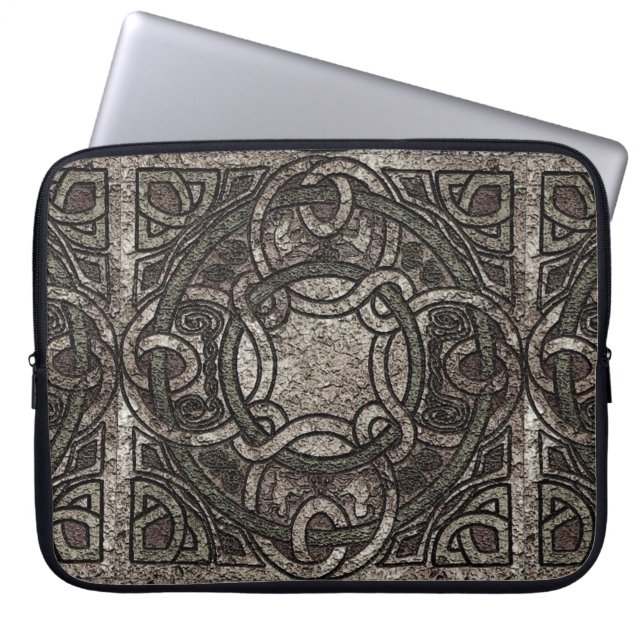 Stone Texture Celtic Knot Pattern Laptop Sleeve (Front)